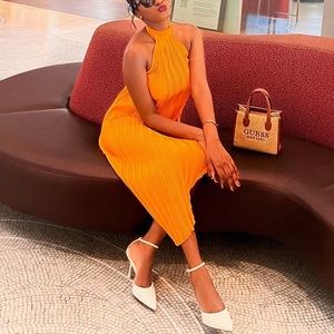 Zara Pleated Halter Dress